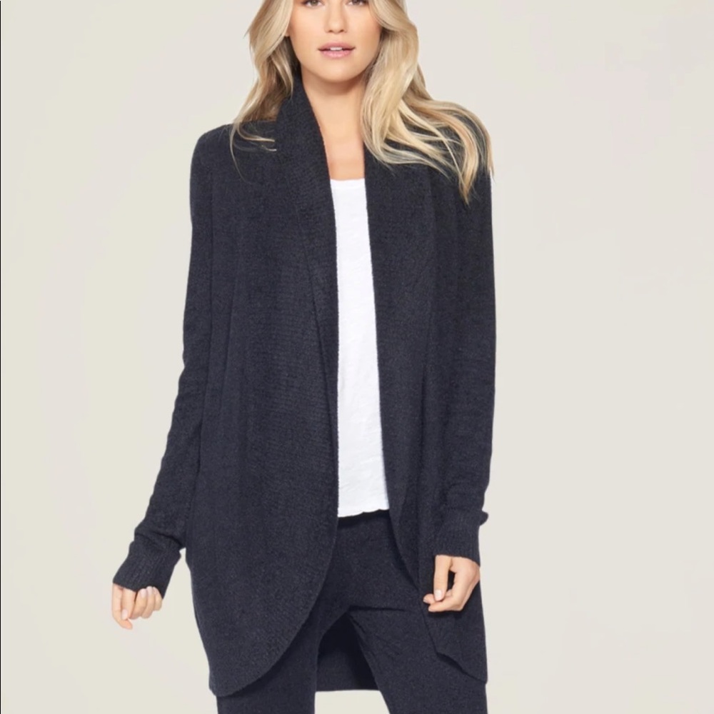 NWT $116 Barefoot Dreams CozyChic Lite® Circle Cardi in Black L
